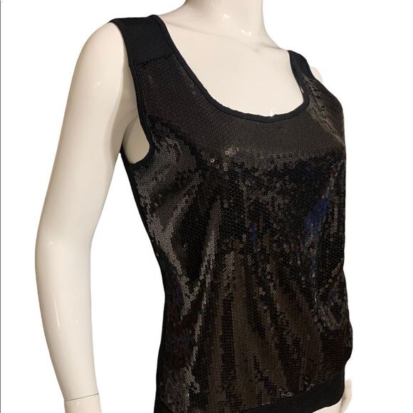 Jennie & Marlis Black Sequin Sleeveless Shell Size Medium - Picture 6 of 7